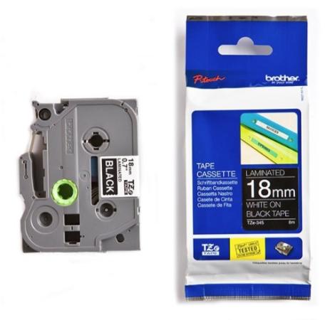Brother p-touch TZ tape wit op zwart 18 mm