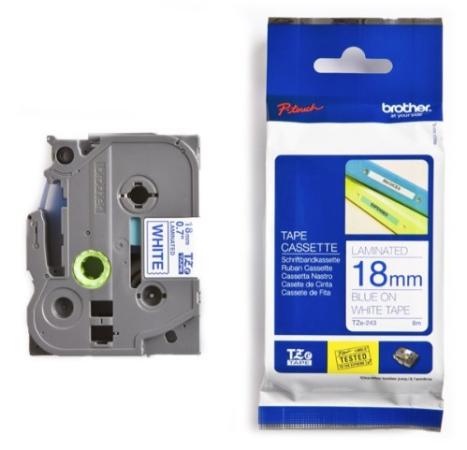 Brother p-touch TZ tape blauw op wit 18 mm