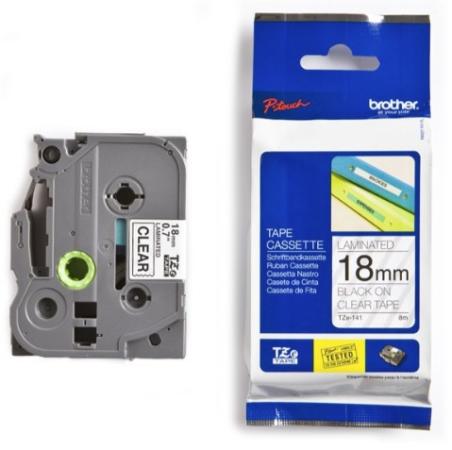 Brother p-touch TZ tape zwart op transparant 18 mm