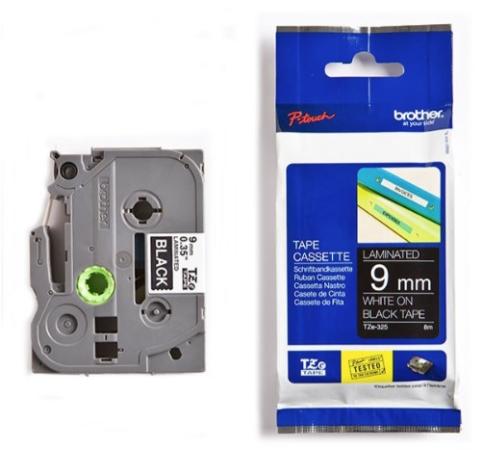 Brother p-touch TZ tape wit op zwart 9 mm