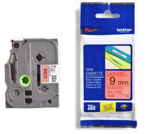 Brother p-touch TZ tape zwart op rood 9 mm