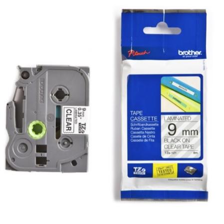 Brother p-touch TZ tape zwart op transparant 9 mm