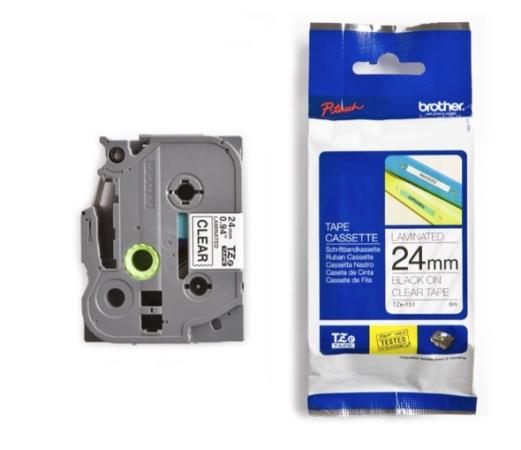 Brother p-touch TZ tape zwart op transparant 24 mm
