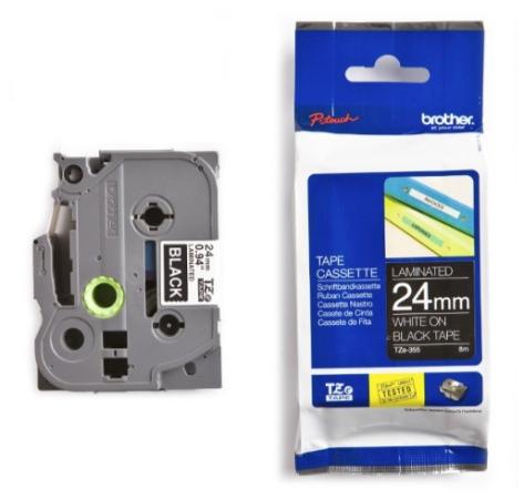 Brother p-touch TZ tape wit op zwart 24 mm