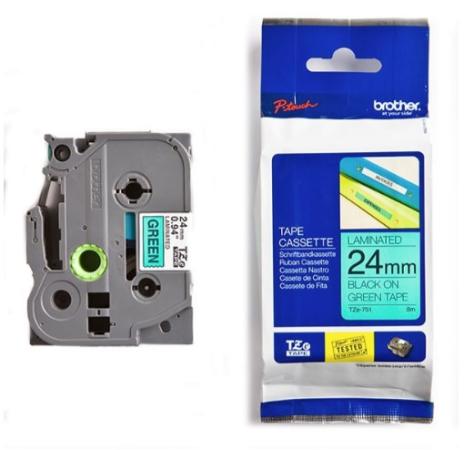 brother p-touch TZ tape zwart op groen 24 mm x 8 m