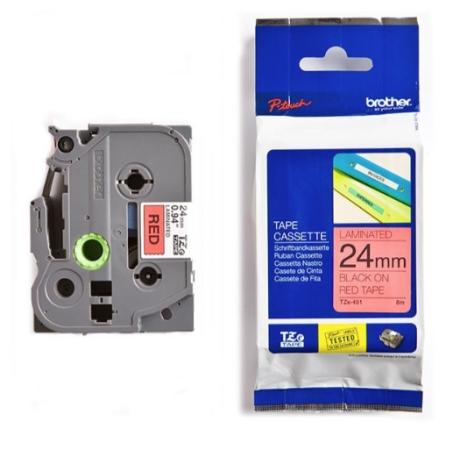 Brother p-touch TZ tape zwart op rood 24 mm
