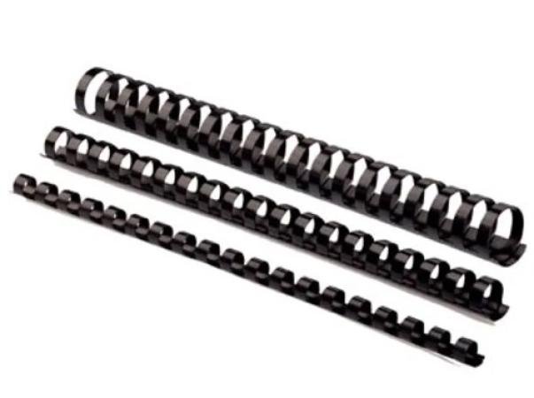 doos 50 spiralen plastiek zwart 25 mm (181-200p)