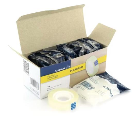 plakband raadhuis transparant 12 mm x 33 m k25 mm