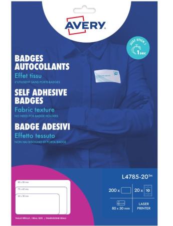 20 vel satijn etiket badge 50 x 80 mm wit 10/v