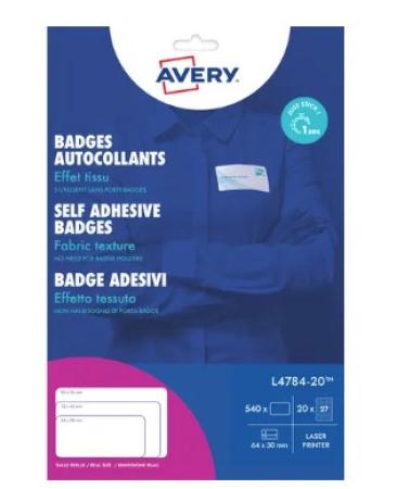 20 vel satijn etiket badge 63.5 x 29.6 mm wit 27/v