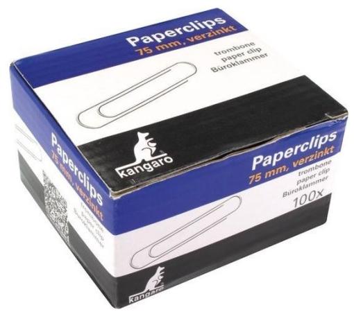 doosje 100 paperclips kangaro 75 mm ronde punt