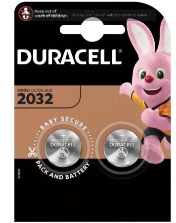 2 batterijen duracell knopcel CR2032 3v