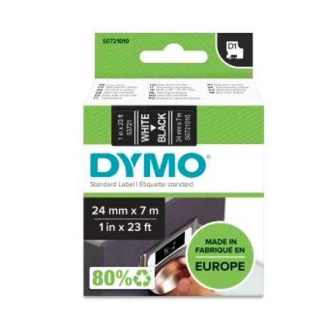 dymo tape D1 24 mm x 7 m wit op zwart