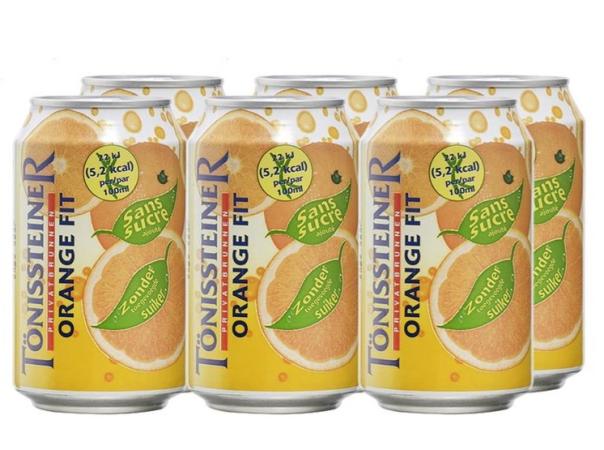 pak 24 blikjes Tönissteiner orange 33 cl bruisend