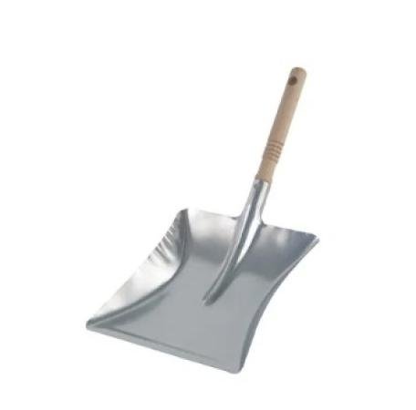 vuilblik metaal met houten steel