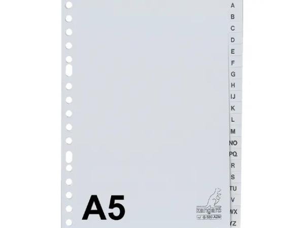 tabbladen A5 klein - plastiek grijs A-Z Kangaro
