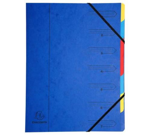 sorteermap exacompta A4 7 vaks elastiek blauw
