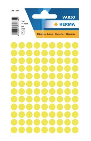5 vel etiketten Herma diam 8 mm 108/v fluo geel