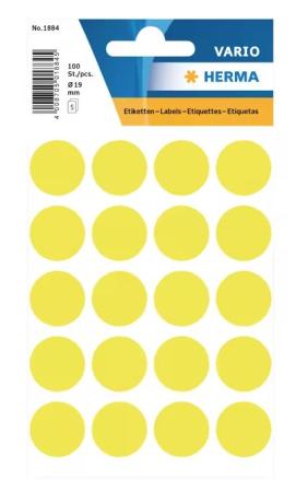 5 vel etiketten Herma diam 19 mm 20/v fluo geel