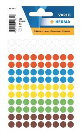 5 vel etiketten Herma diam 8 mm 108/v assorti