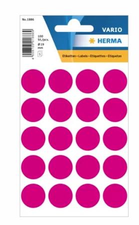 5 vel etiketten Herma diam 19 mm 20/v roze