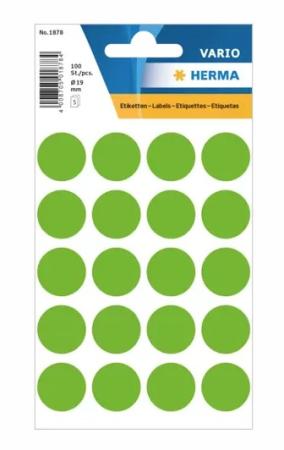 5 vel etiketten Herma diam 19 mm 20/v fluo groen