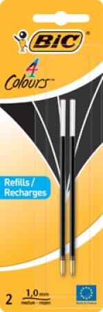 2 navullingen zwart vr Bic 4-kleuren balpen