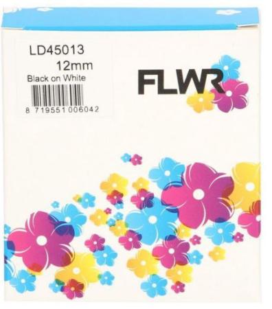FLWR tape dymo D1 zwart op wit 12 mm x 7 m