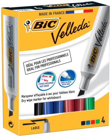 witbordstift bic velleda 1781 etui 4 kleuren @