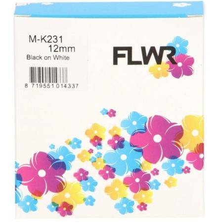 FLWR tape Brother zwart op wit 12 mm x 8 m