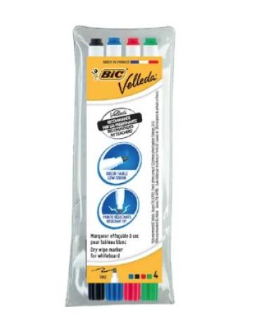 witbordstift bic velleda 1721 fijn set 4 kleuren