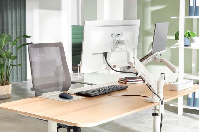 Monitor/laptoparm Leitz Ergo dubbel 75/100 lichtgr