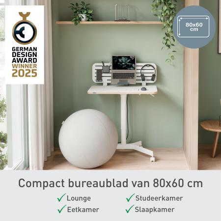 Mobiel zit/sta bureau Leitz Ergo 80 x 60 cm wit ve