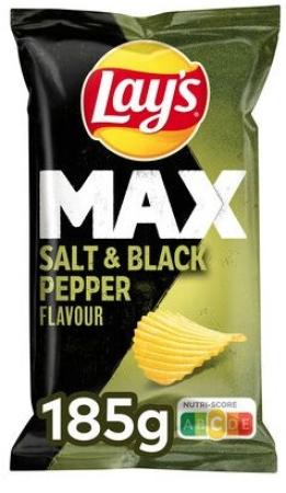 22 zakjes chips Lay's Max Salt & Pepper 185 gr