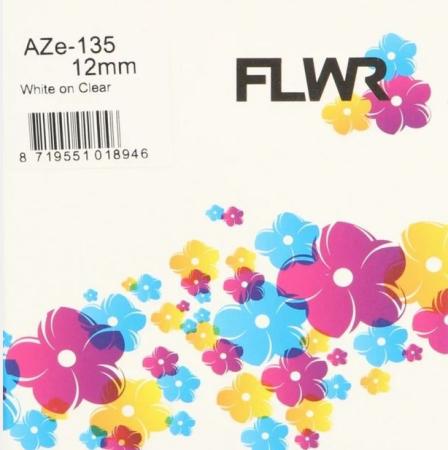 FLWR tape Brother wit op transparant 12 mm x 8 m