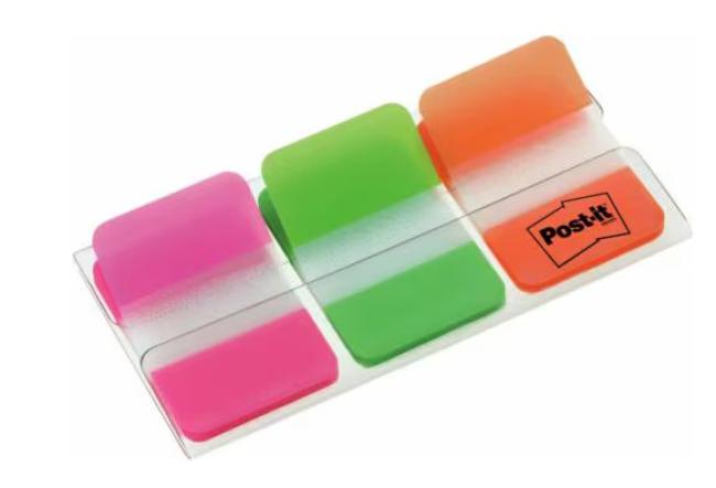 pk 3 index strong tabs roze/groen/oranj 25 x 38 mm