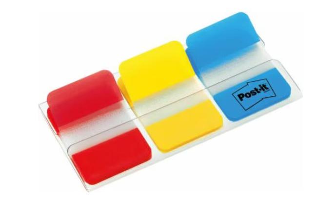 pk 3 index strong tabs blauw/rood/geel 25 x 38 mm
