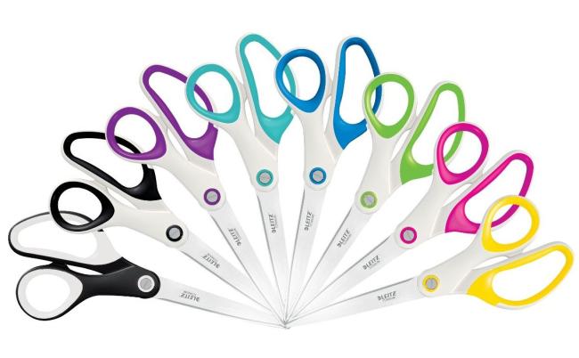 schaar leitz wow wit/blauw 20.5 cm assym rechtshan
