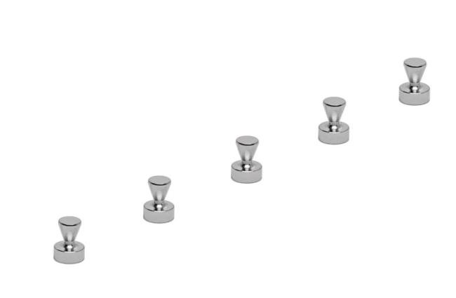 5x kegelmagneet neodym 12x16mm kracht 3.5 kg zilv