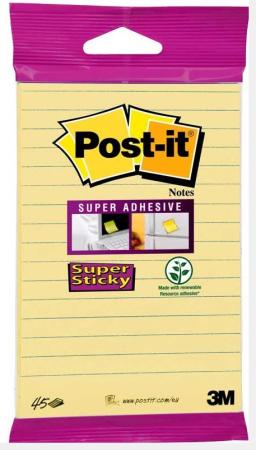 post-it super sticky 102 x 152 mm gelijnd geel 45v