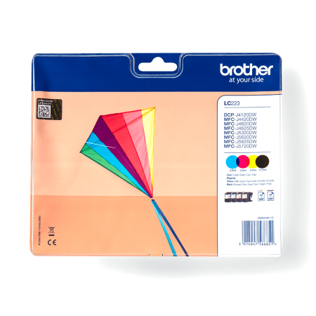 brother cartridge LC223 zwart & 3 kleur 550p combo