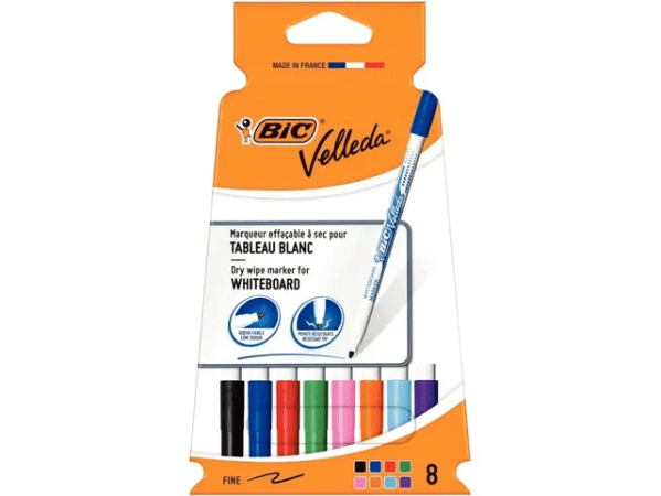  witbordstift bic velleda 1721 fijn etui 8 kleuren