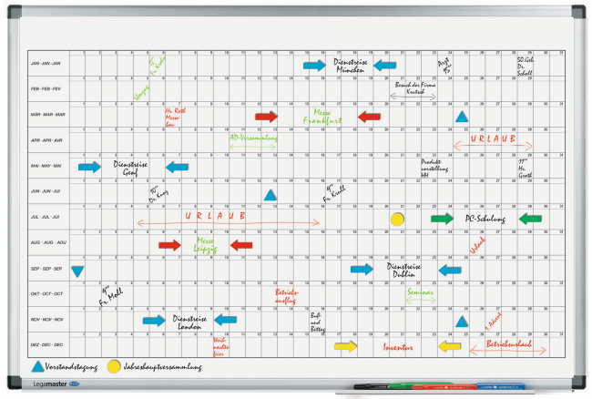  Lega premium jaarplanner 600 x 900 mm magn horizon