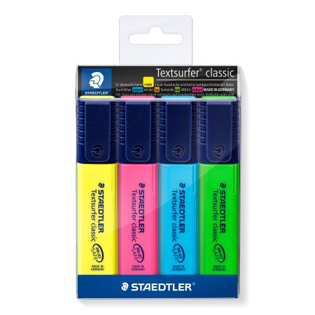 fluostift textsurfer etui 4 kleur: gee/roz/bl/groe