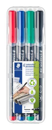 alcoholstift lumocolor 318 fijn etui 4 kleur 0.6mm