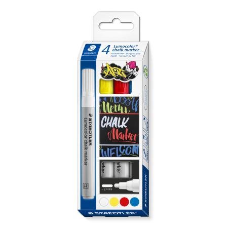 Lumocolor krijtmarker ronde punt  2.4 mm set 4 st