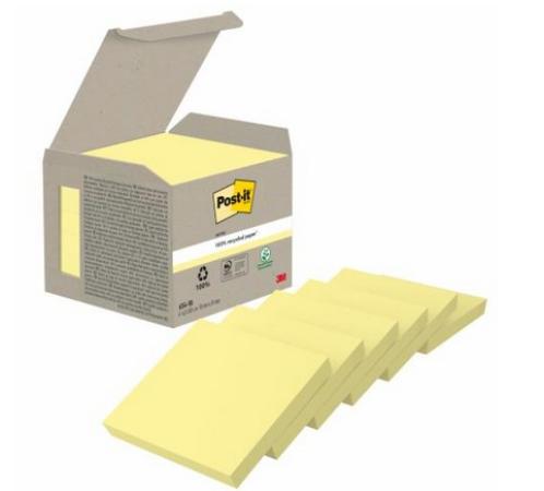 pak 6 gerecycleerde post-it notes 76 x 76 mm geel