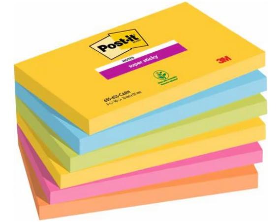 pk 6 super sticky post-it 76 x 127 mm Carnival