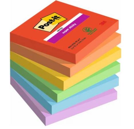pak 6 super sticky post-it 76 x 76 mm Playful