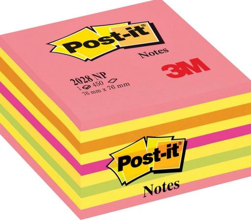 450 vel post-it notes kubus 76 x 76 mm roze/geel